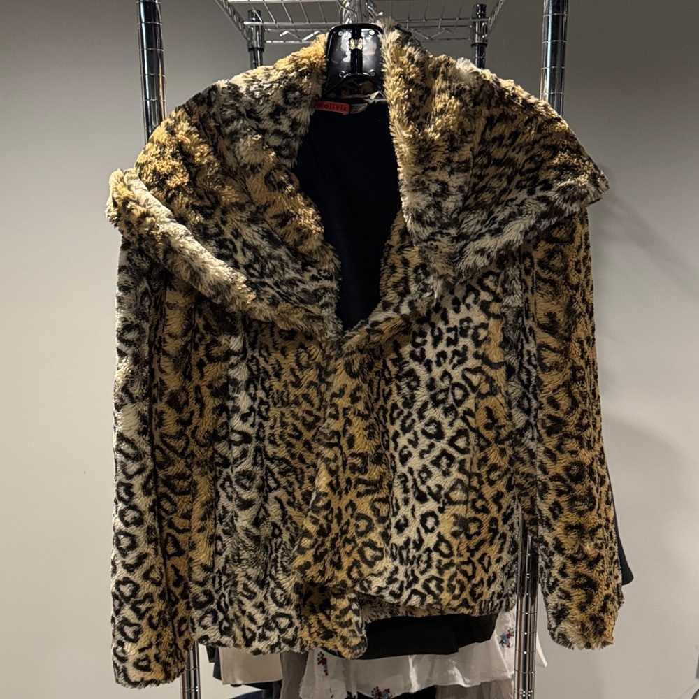Alice + Olivia Leopard Print Faux Fur Jacket